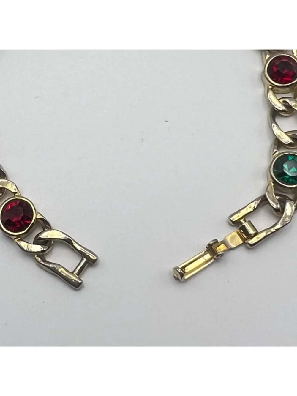 Jewel Tone Bracelet Multicolor Rhinestone Bezel Signed USA 7.5